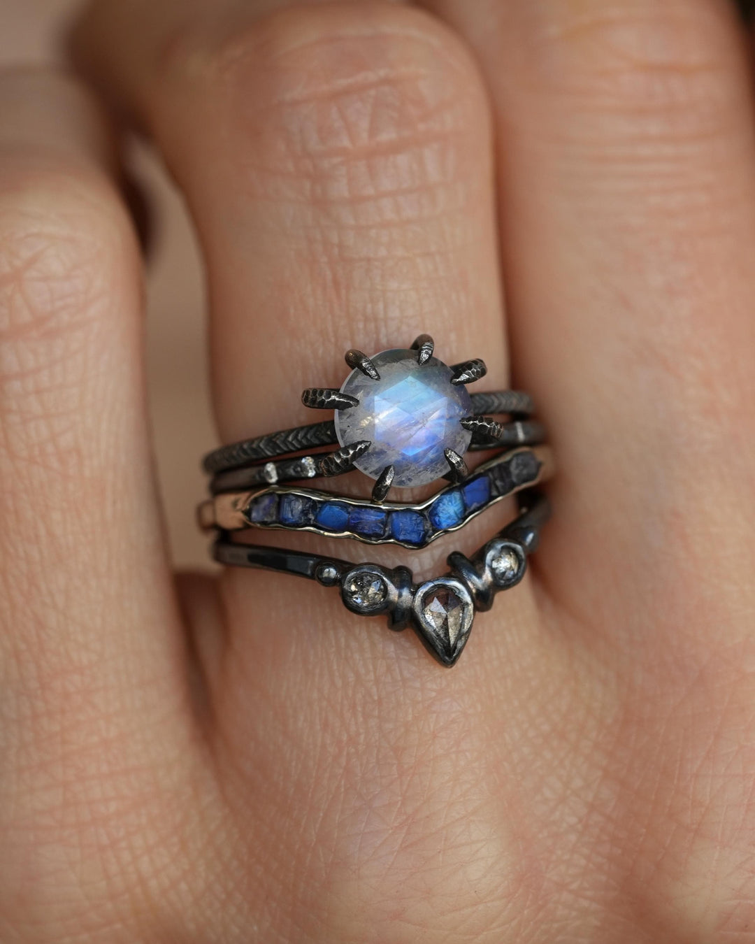 Salt and Pepper Diamond Wave Ring