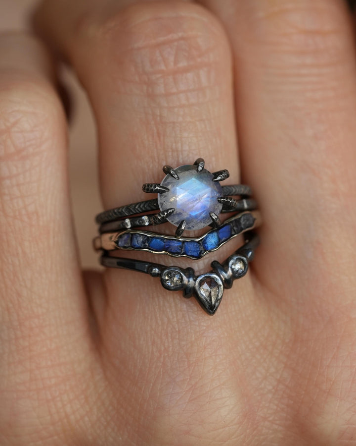 Salt and Pepper Diamond Wave Ring