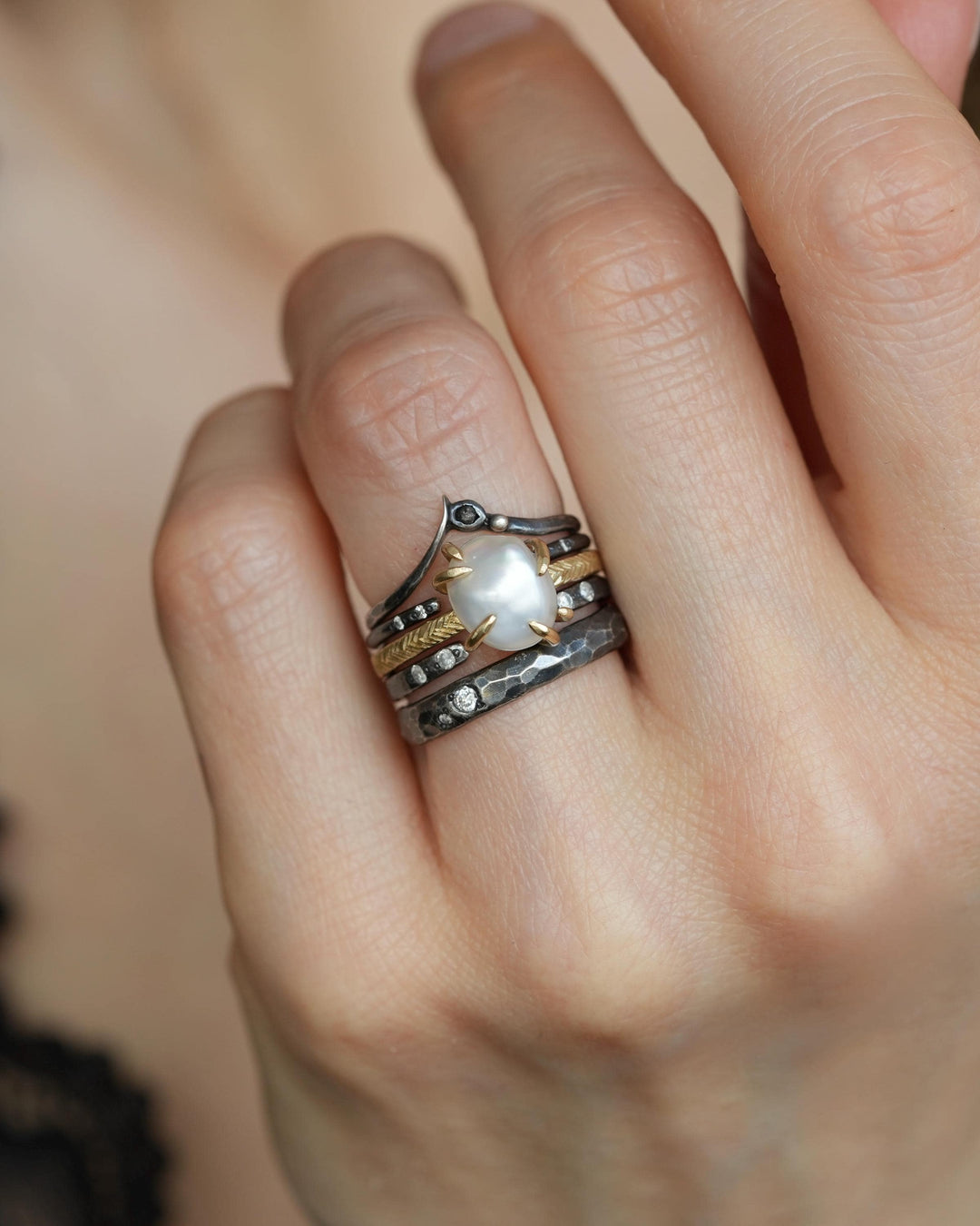 Wide Adjustable Diamond Spacer Ring