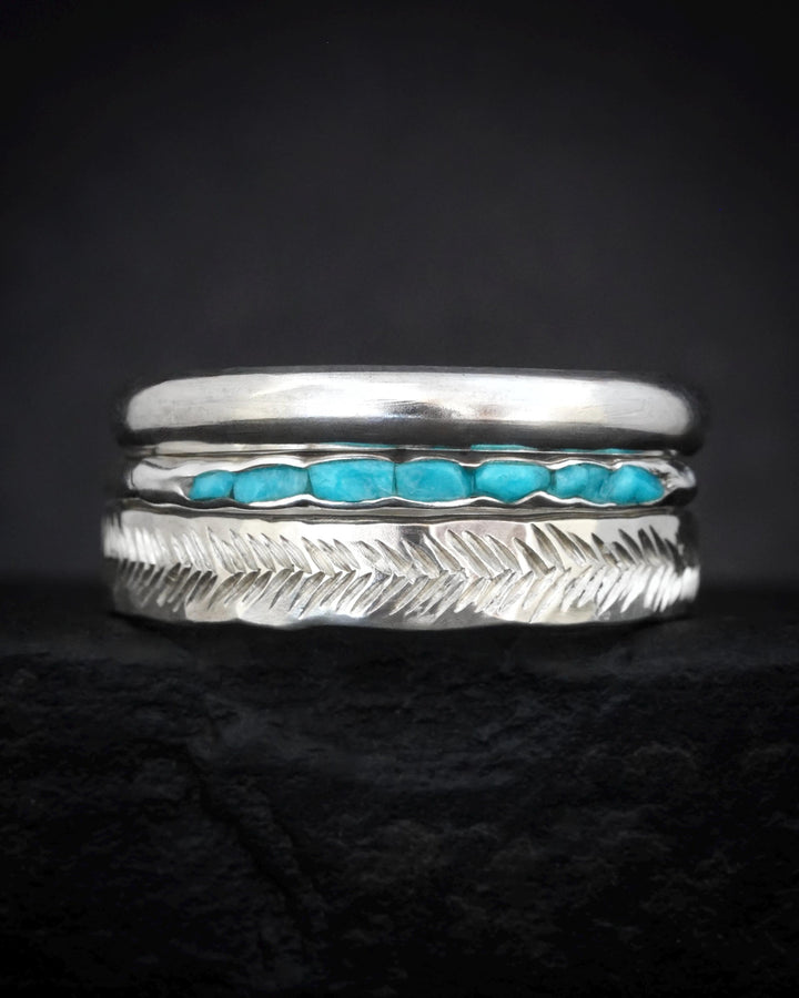 3mm Silver Feather Textured Band