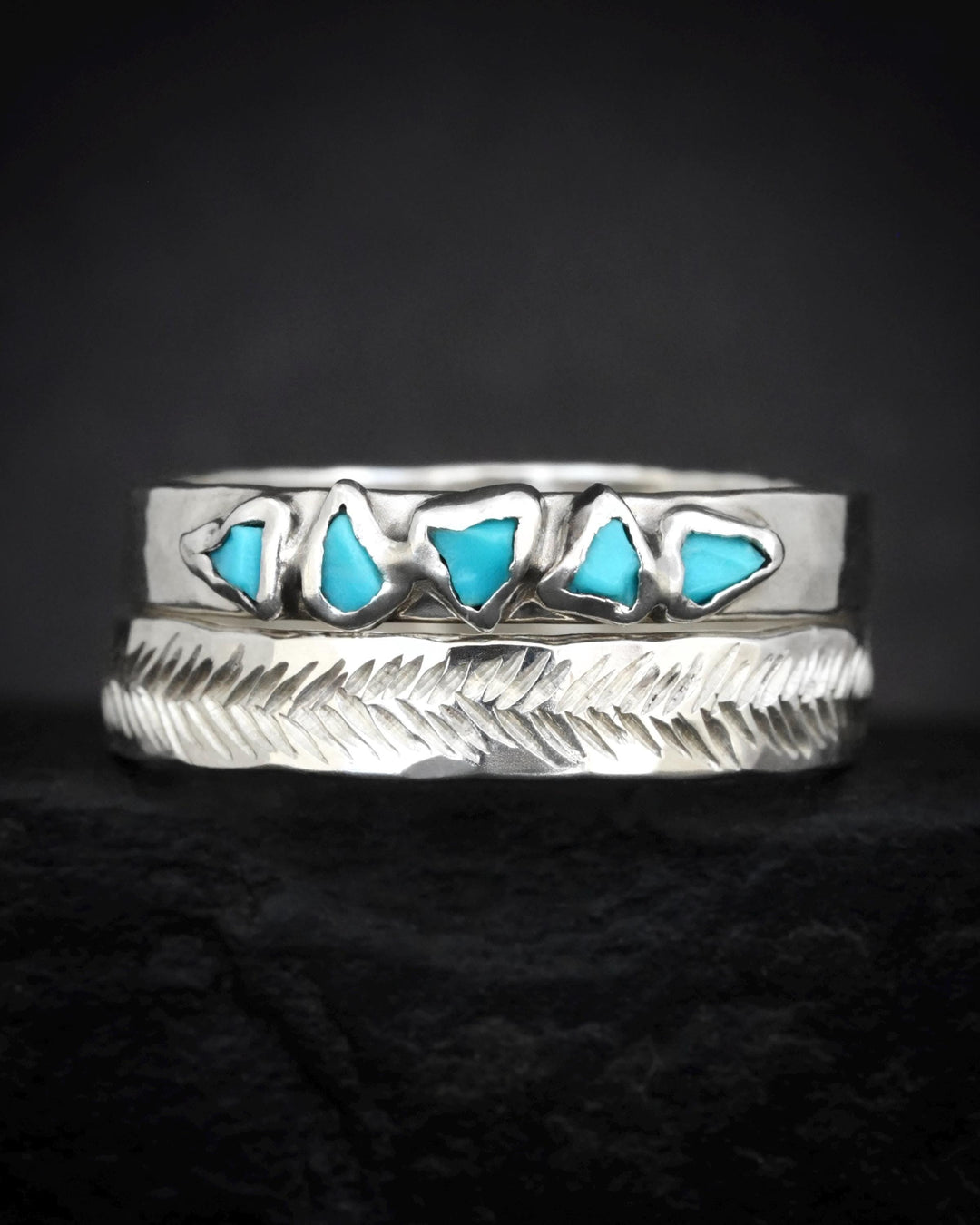 3mm Silver Feather Textured Band