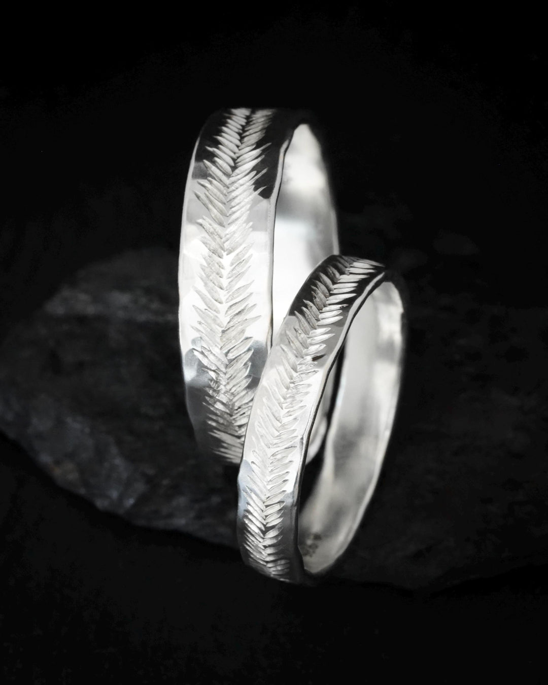 3mm Silver Feather Textured Band