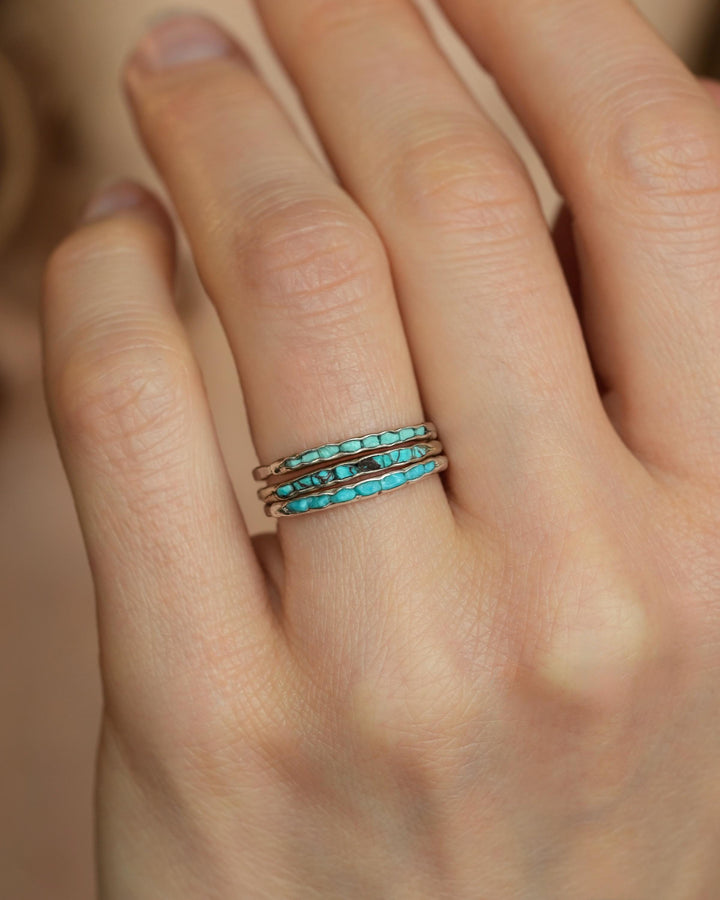 3 Raw Turquoise Ring Stack