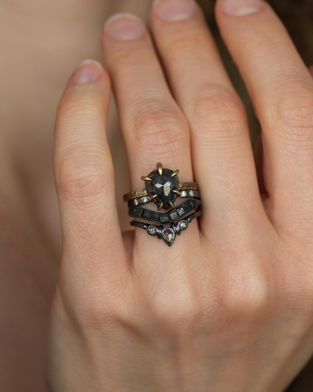 Wide Adjustable Diamond Spacer Ring