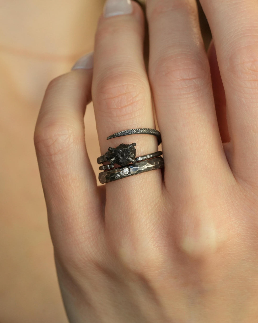 Hammer Textured Diamond Band