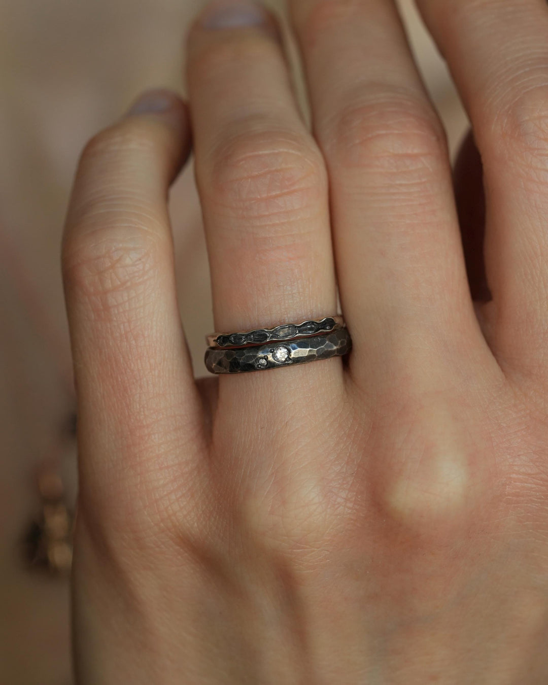 Hammer Textured Diamond Band