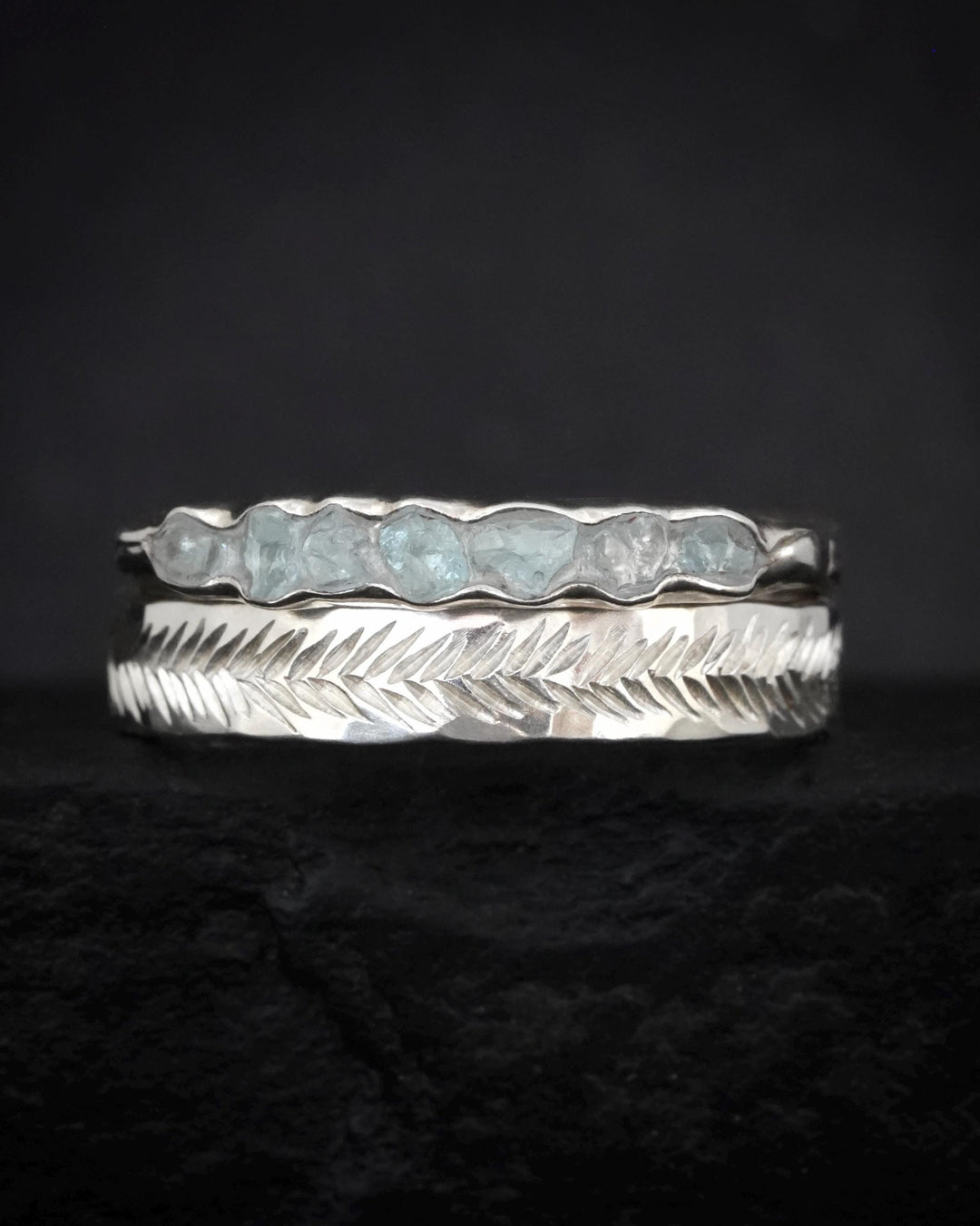3mm Silver Feather Textured Band