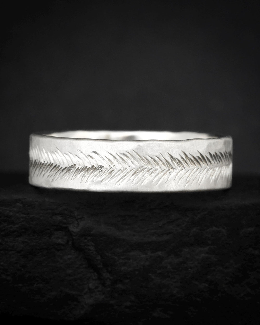 3mm Silver Feather Textured Band