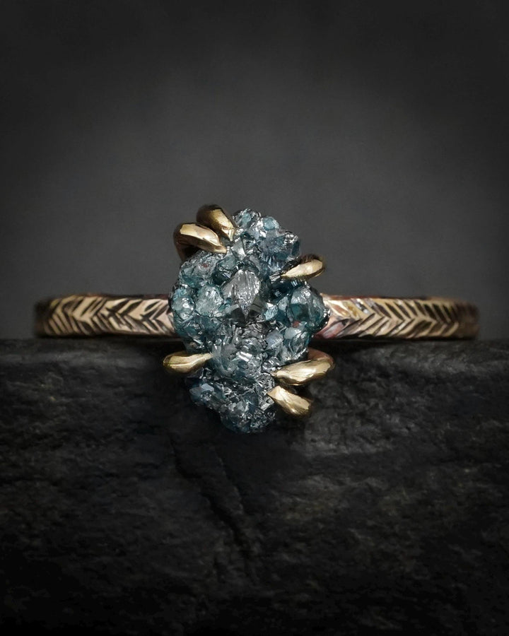 Raw Blue Diamond Ring Set