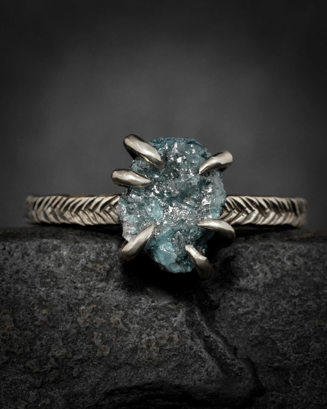 Raw Blue Diamond Ring Set
