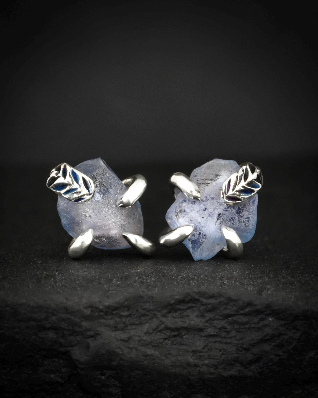 Raw Natural Montana Sapphire Studs