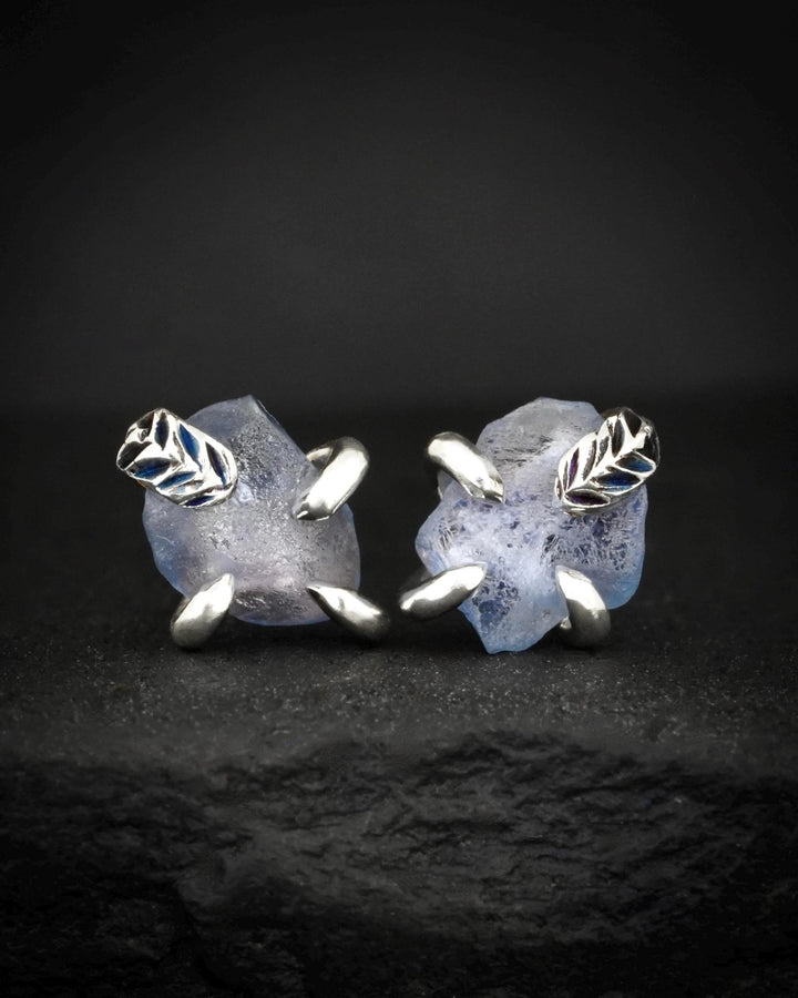 Raw Natural Montana Sapphire Studs