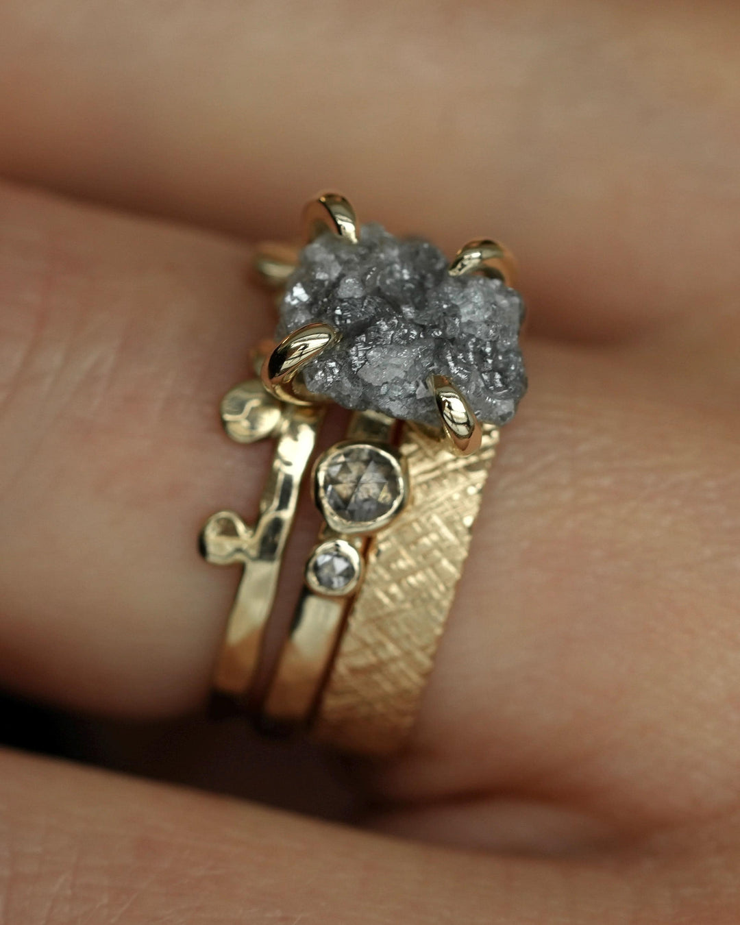 5 Grey Diamond Engagement Ring