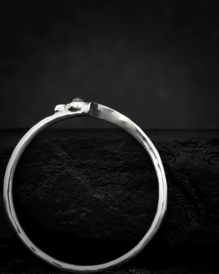 Raw Black Diamond Engagement Ring Set in Solid Gold or Sterling Silver