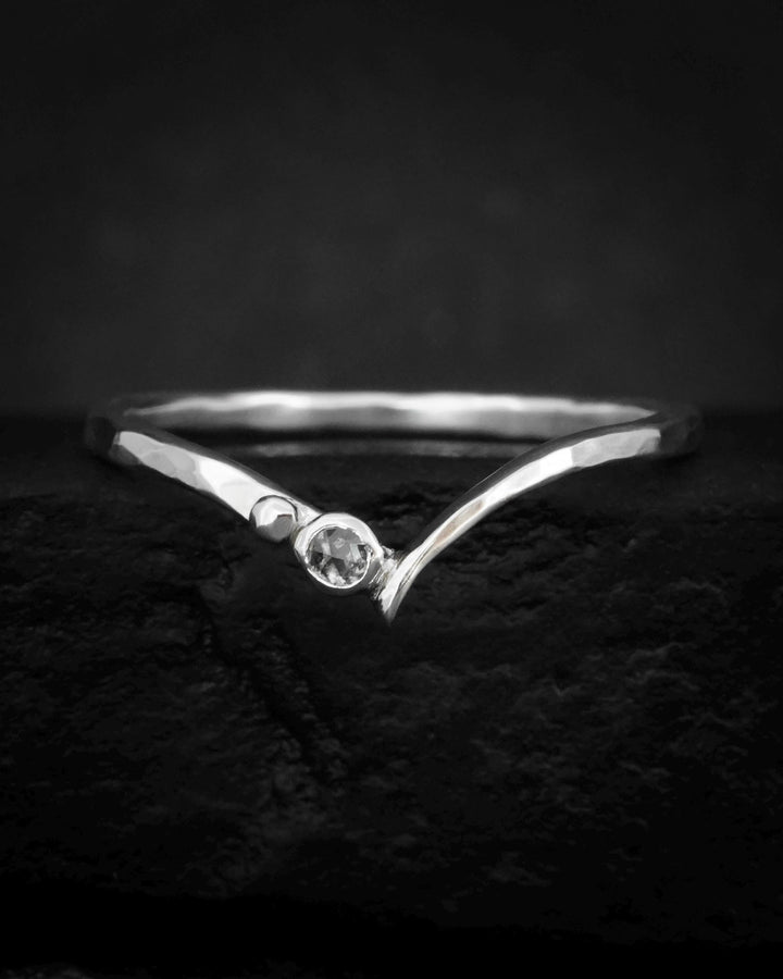Rustic Rose Gold Raw Black Diamond Bridal Ring Set