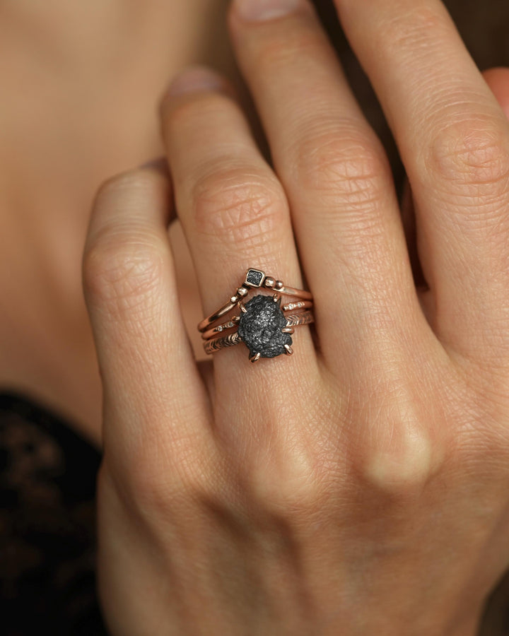 Rustic Raw Black Diamond Ring
