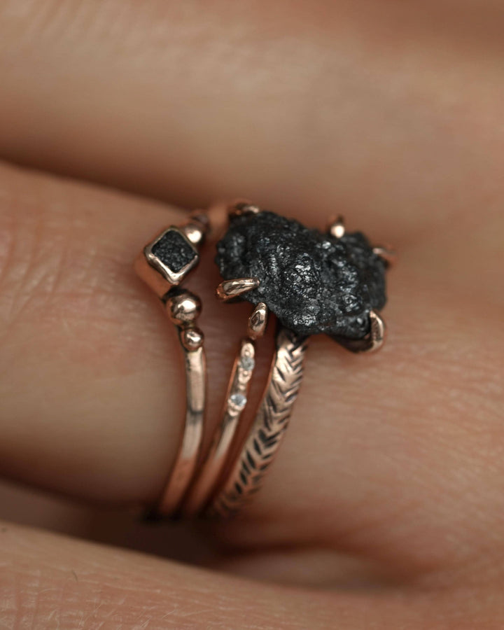 Rustic Raw Black Diamond Ring