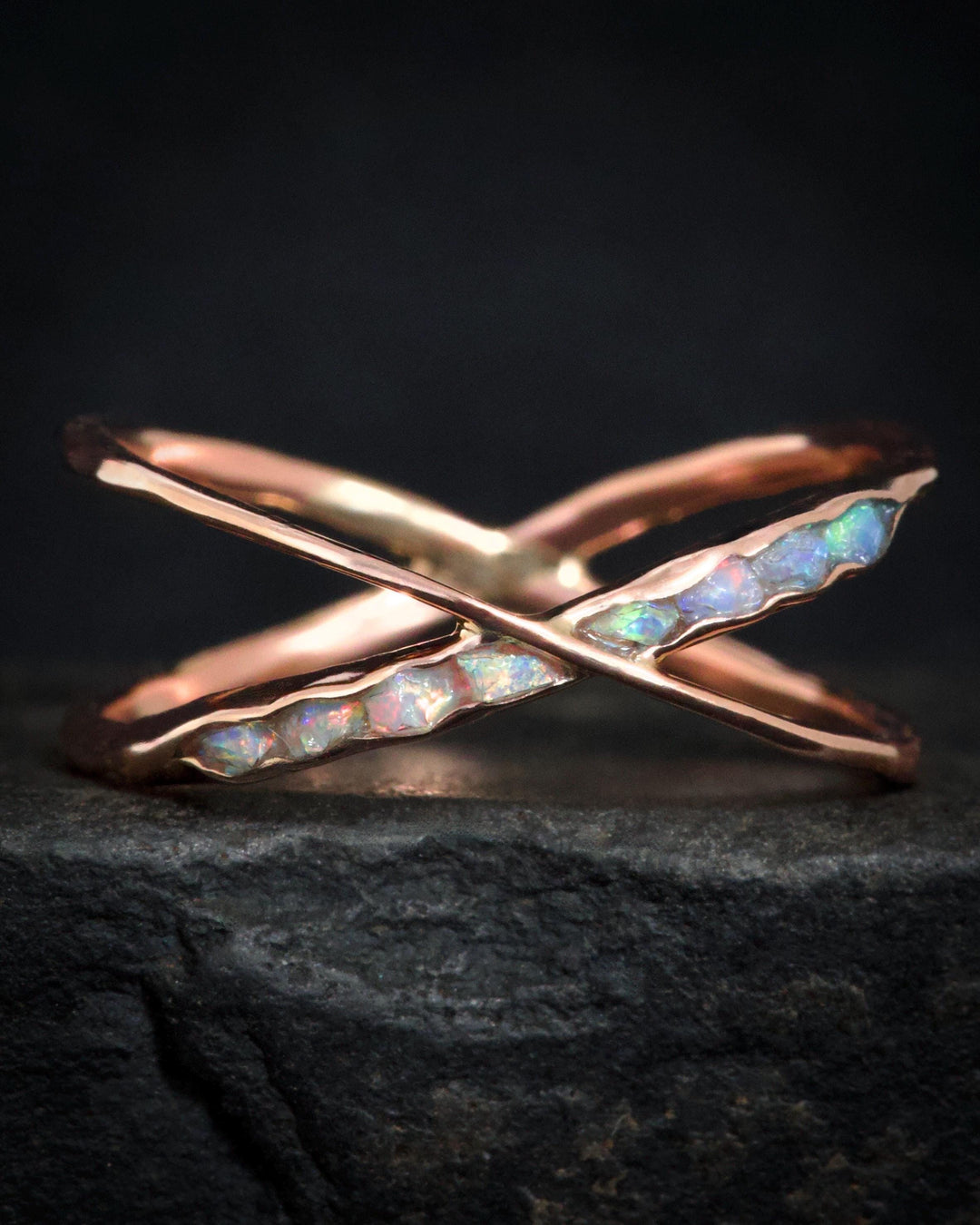 Raw Australian Opal X Ring