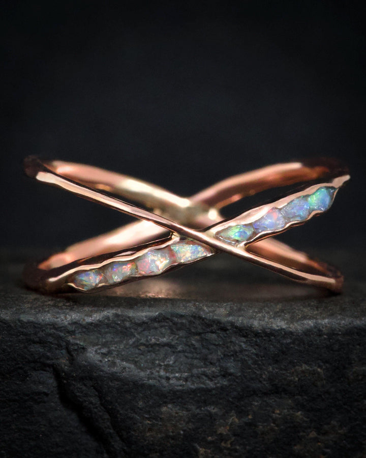 Raw Australian Opal X Ring