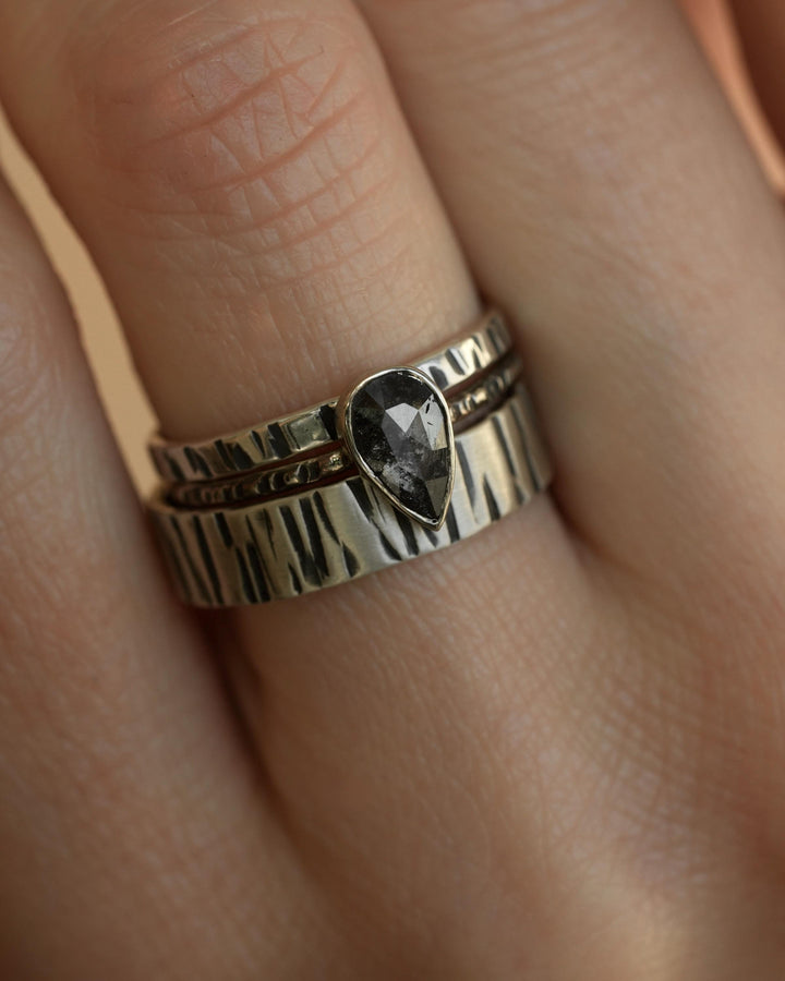 Striped Wide Hammered Band Ring