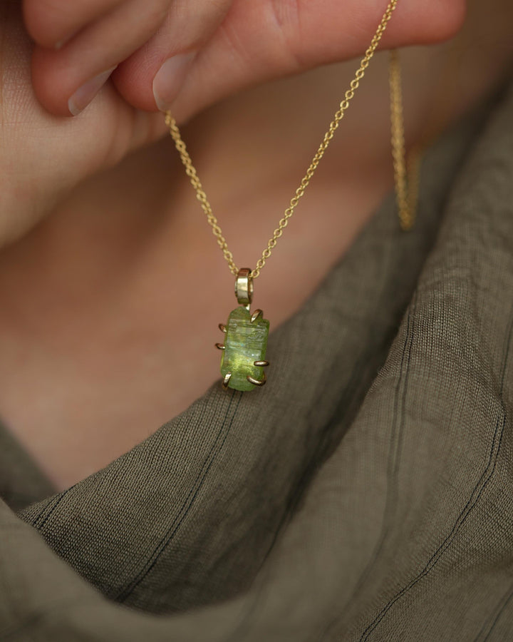 Raw Peridot Crystal Necklace