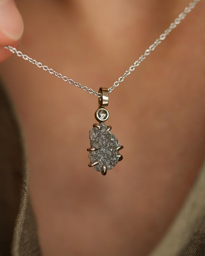 Raw Grey Diamond Necklace