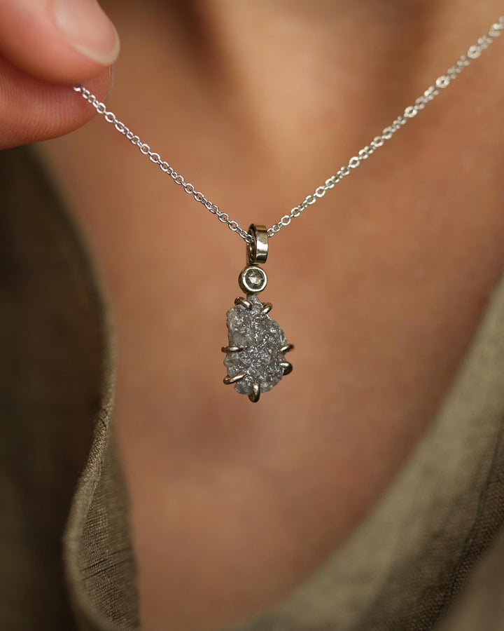 Raw Grey Diamond Necklace