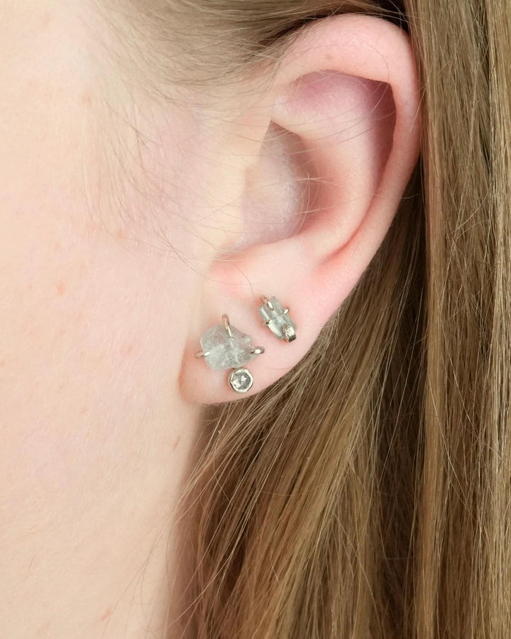 Raw Aquamarine Crystal Studs