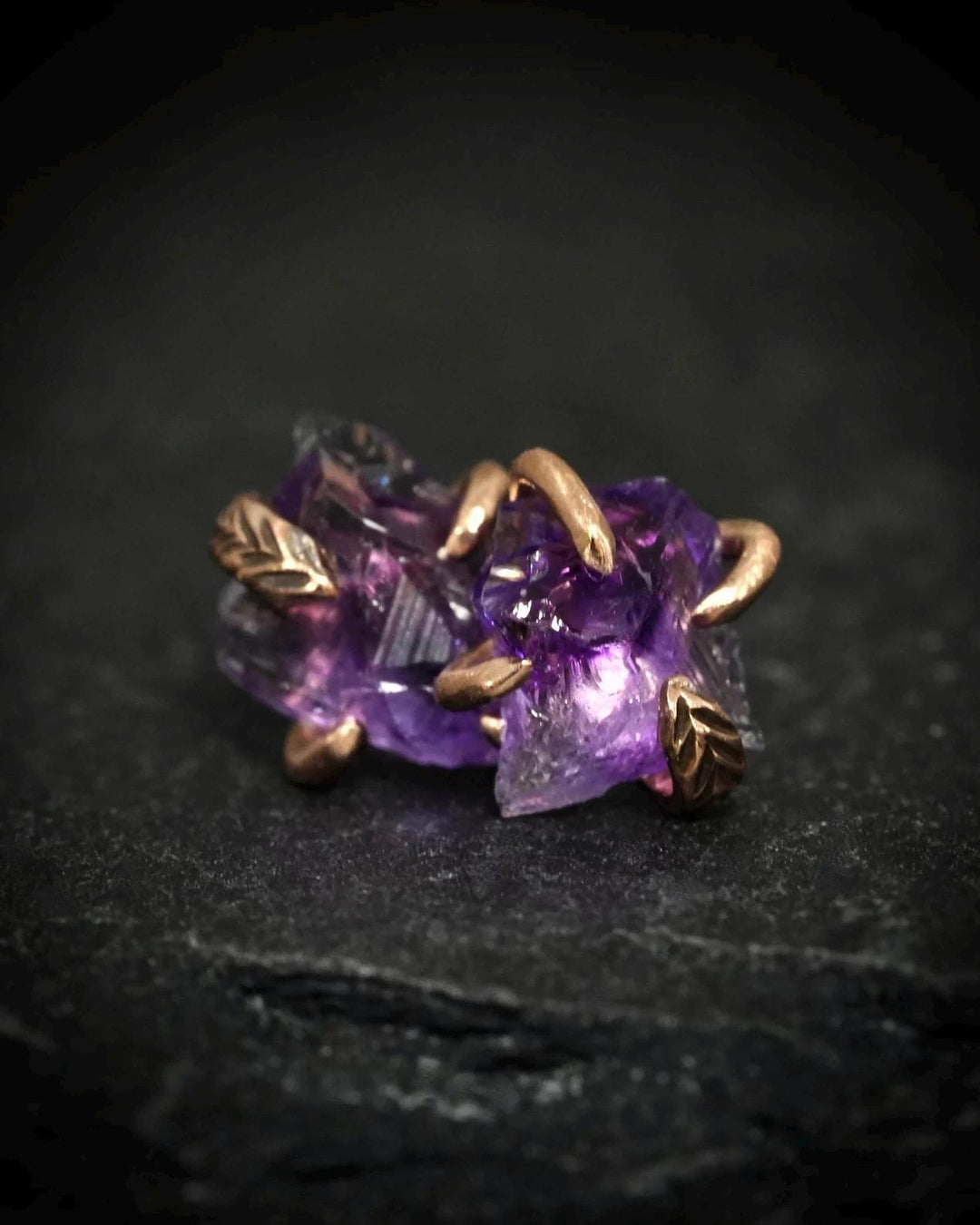 Raw Amethyst Stud Earrings