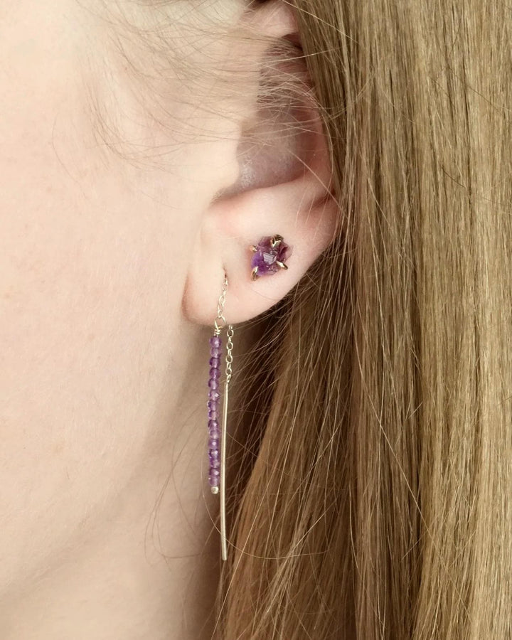 Raw Amethyst Stud Earrings