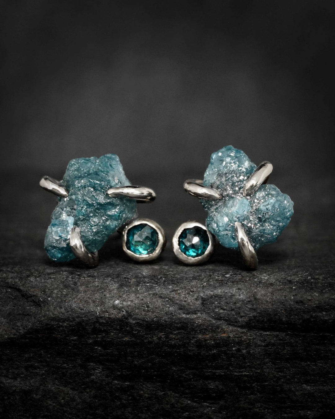 Blue Diamond Stud Earrings
