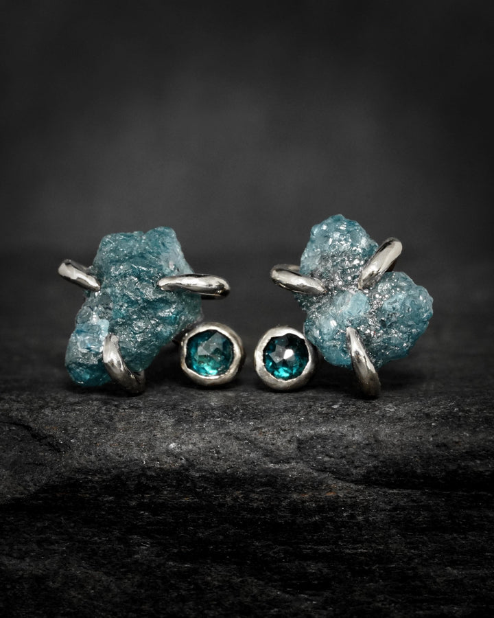 Blue Diamond Stud Earrings