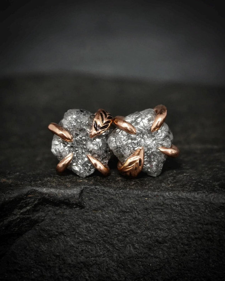 Raw Grey Diamond Stud Earrings