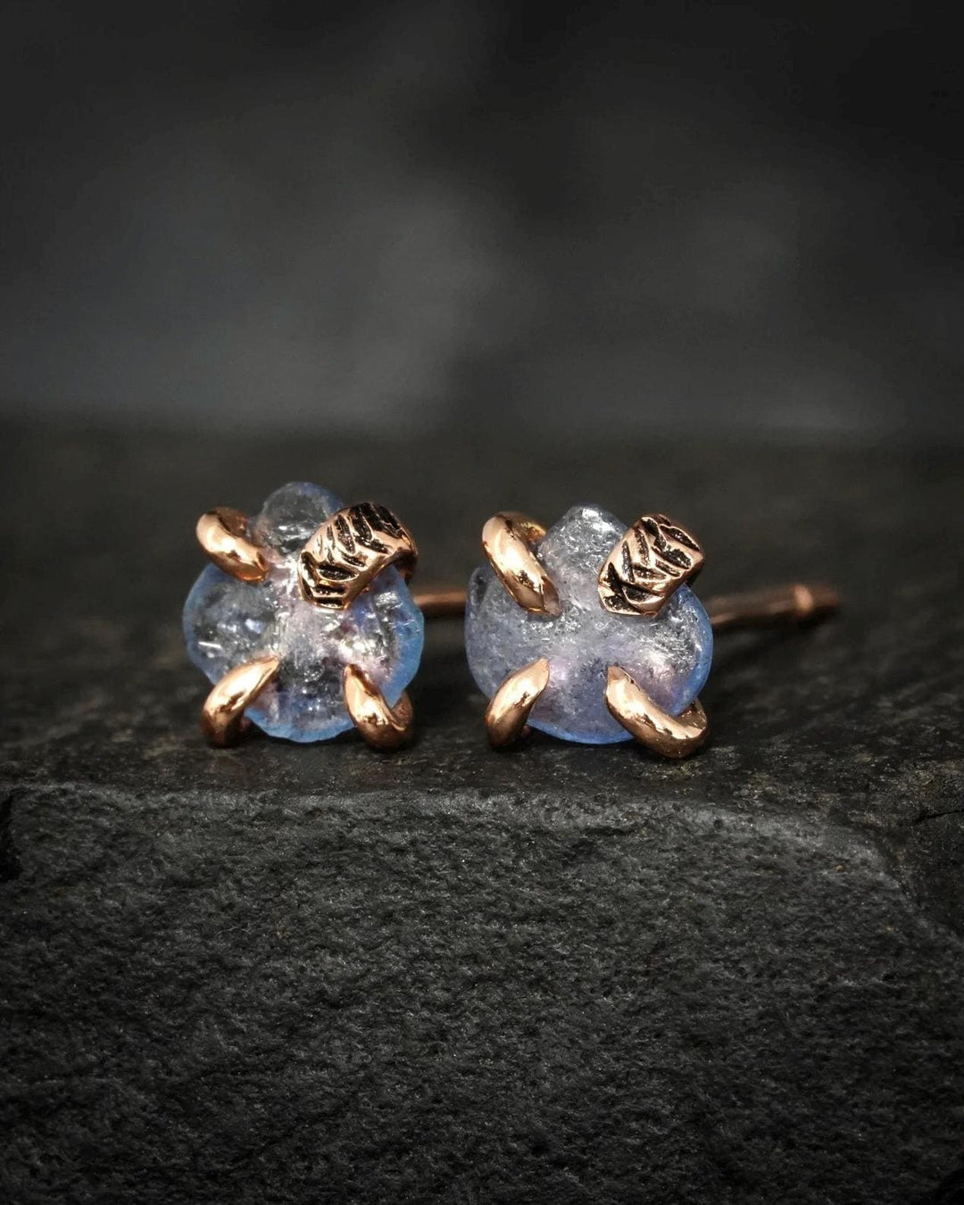Raw Natural Montana Sapphire Studs
