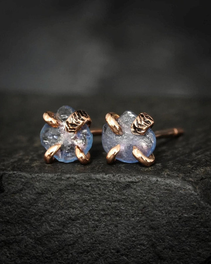 Raw Natural Montana Sapphire Studs