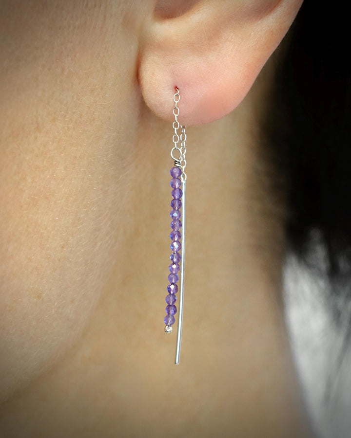 Amethyst Thread Earrings