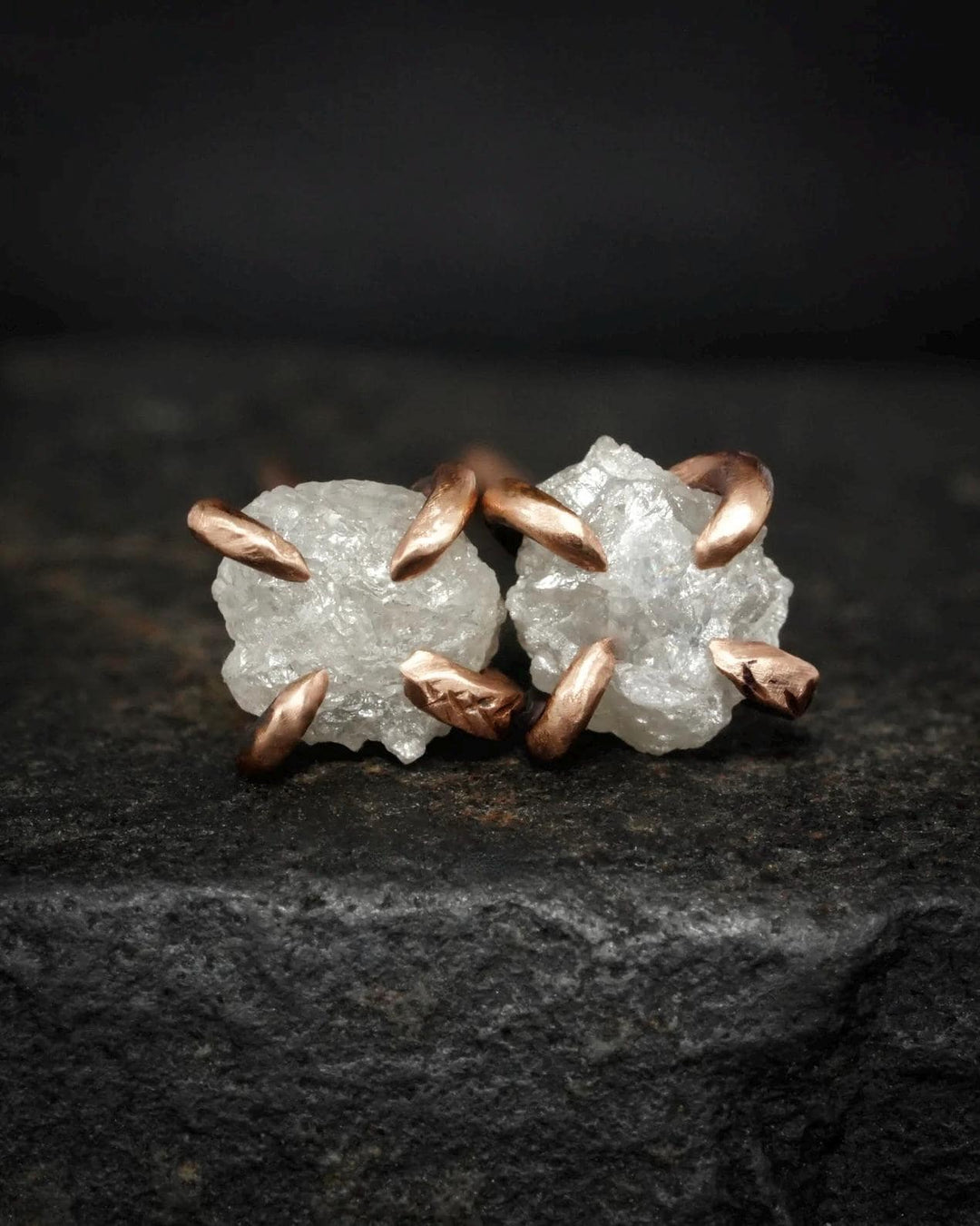 Raw White Diamond Stud Earrings