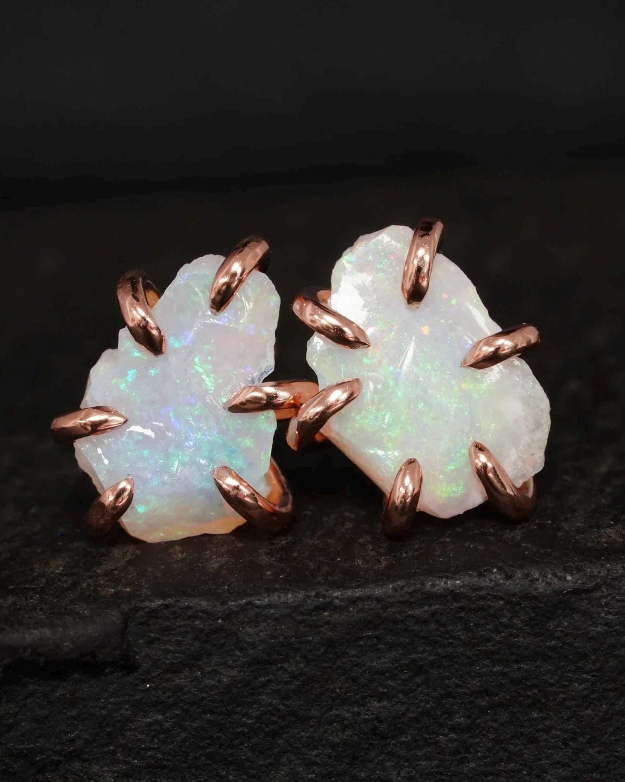 Rose Gold Raw Australian Opal Studs