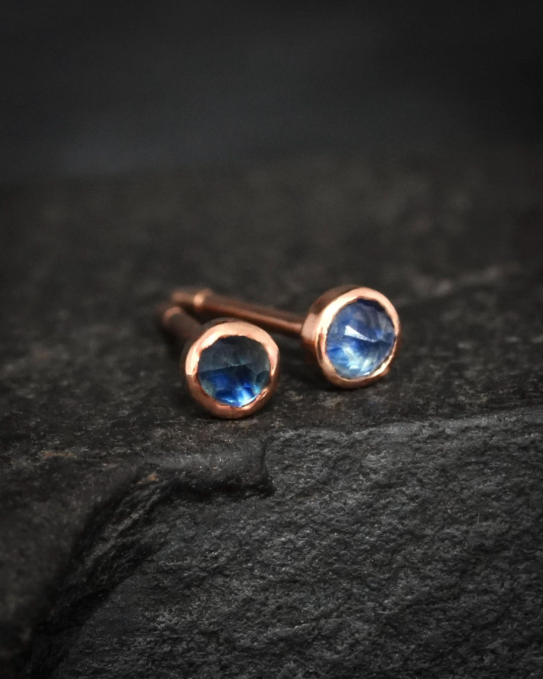 Tiny Blue Sapphire Stud Earrings