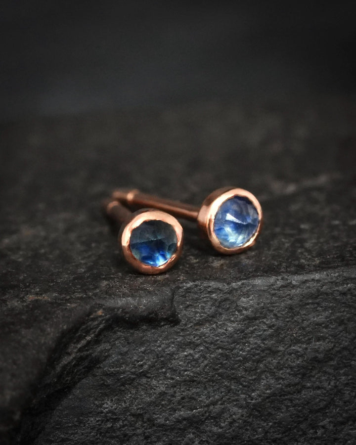 Tiny Blue Sapphire Stud Earrings