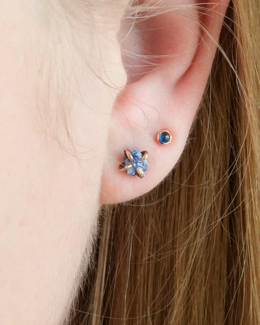 Tiny Blue Sapphire Stud Earrings