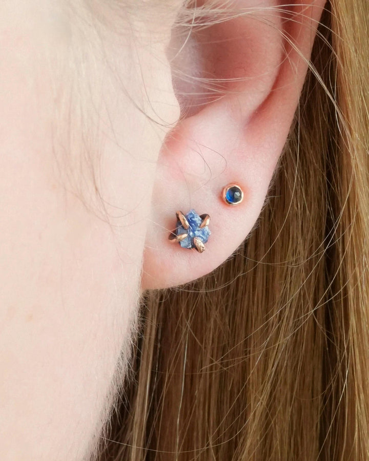 Tiny Blue Sapphire Stud Earrings
