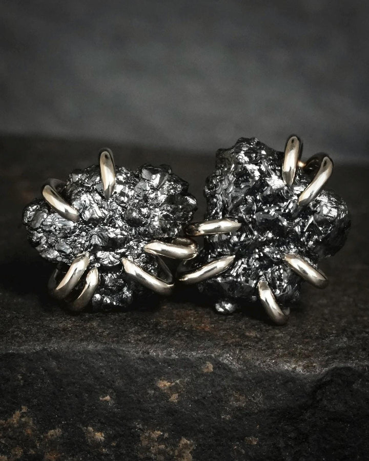 Raw Black Diamond Stud Earrings