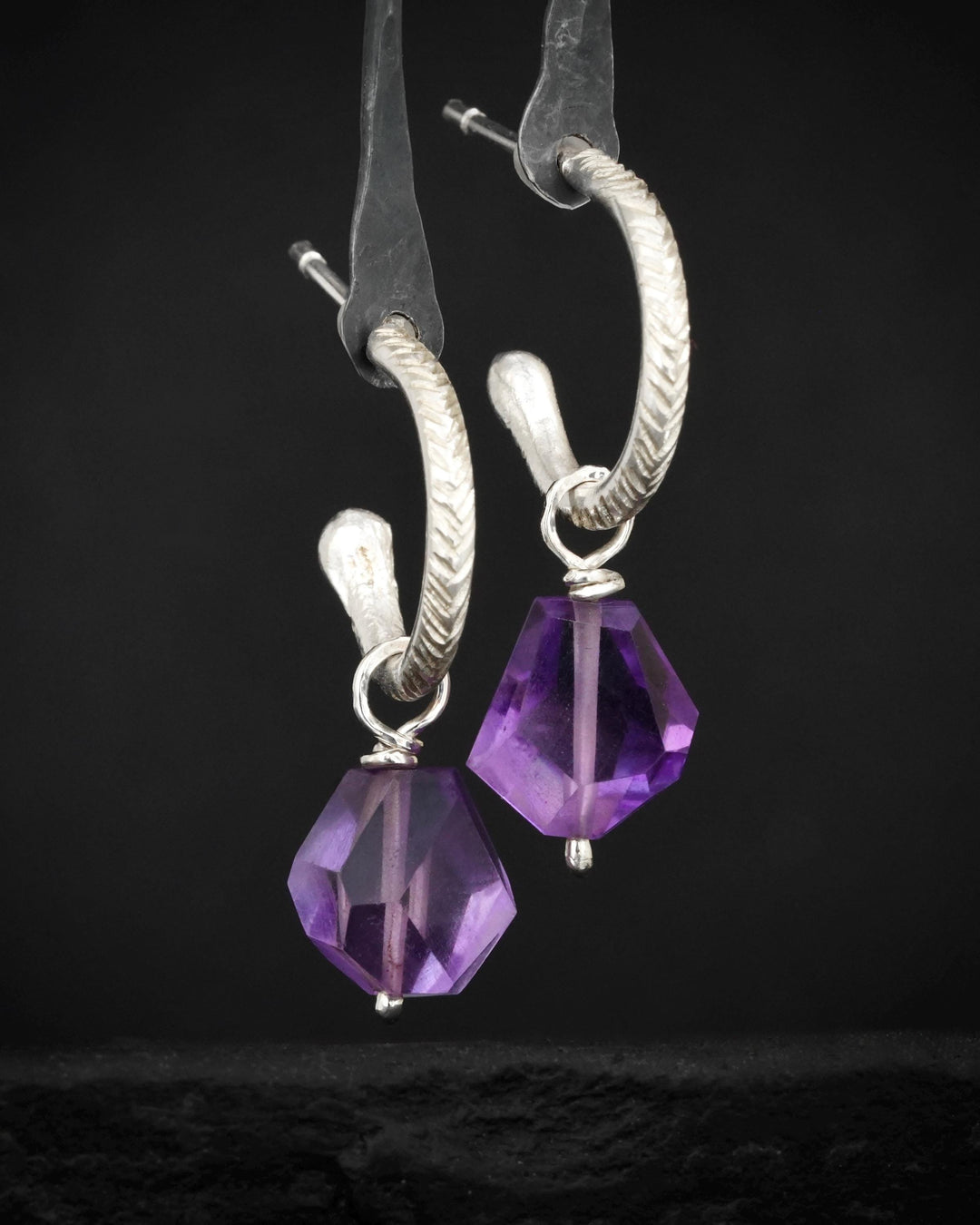 Amethyst Hoop Earrings