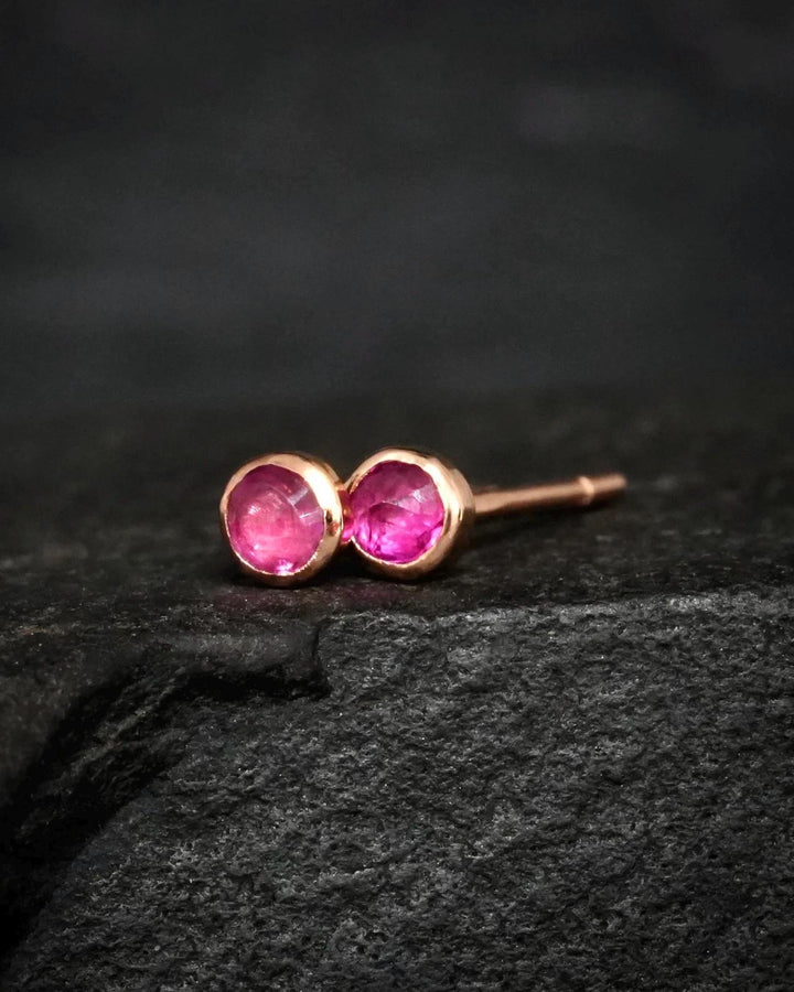 Tiny Ruby Stud Earrings