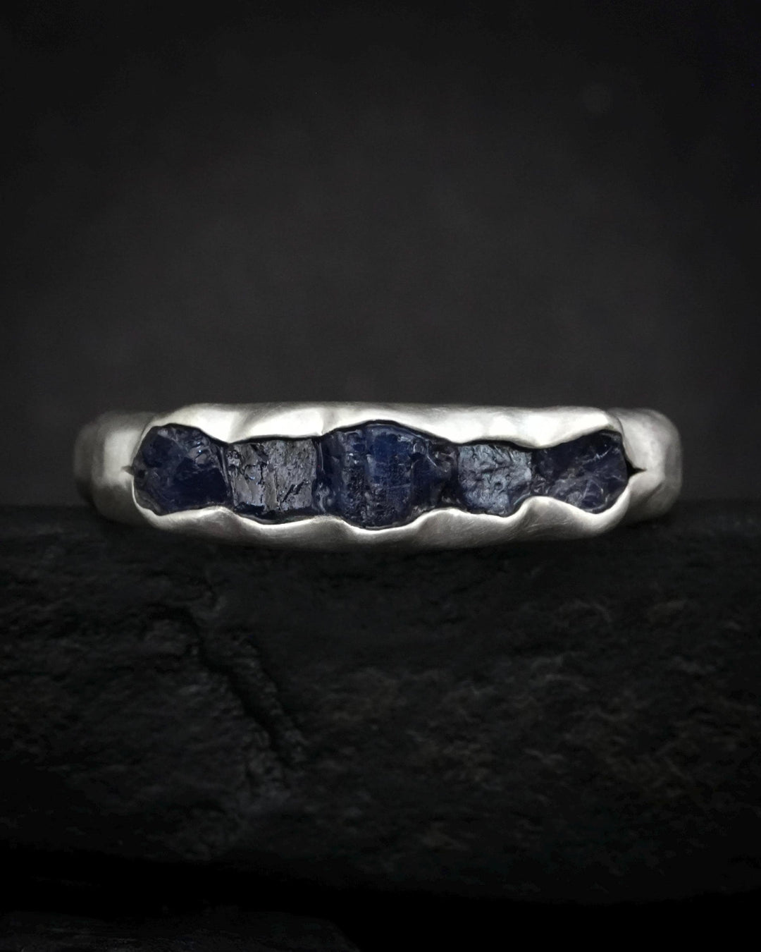 Bulky Raw Blue Sapphire Band