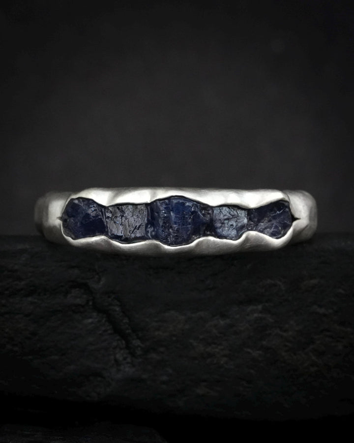Bulky Raw Blue Sapphire Band