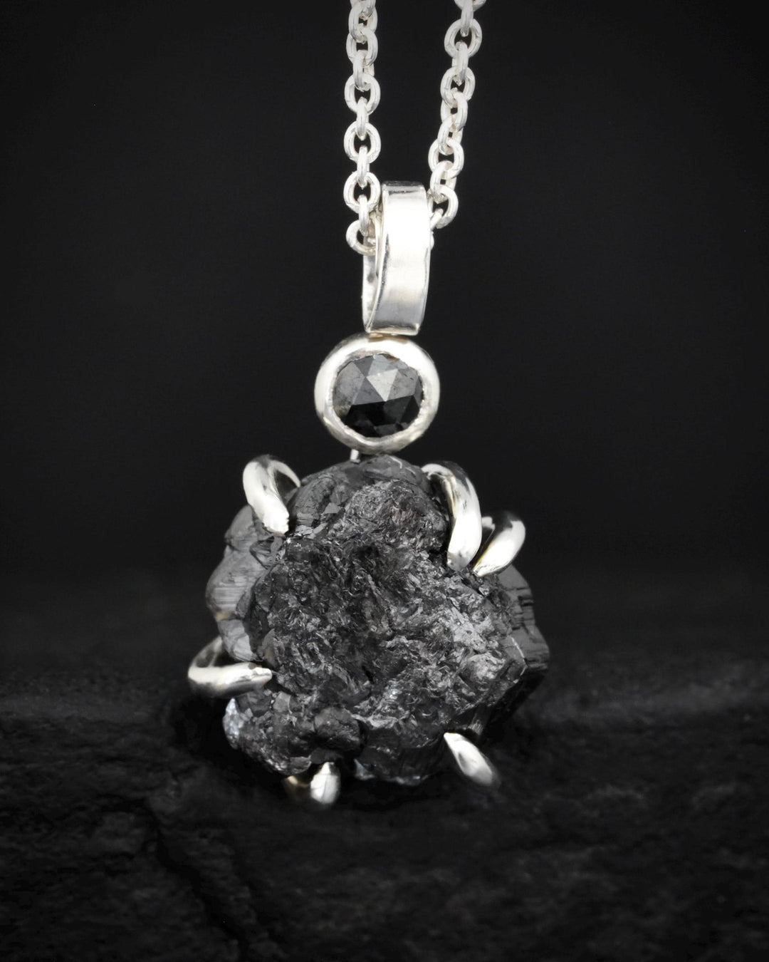 Rustic Raw Black Diamond Necklace