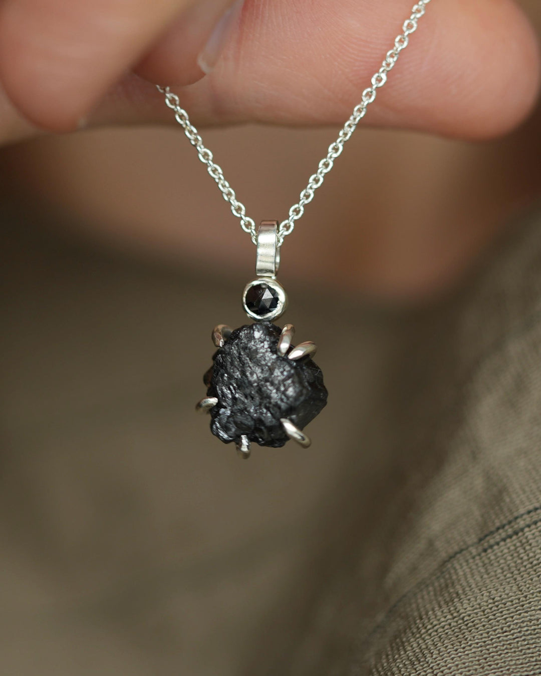 Rustic Raw Black Diamond Necklace