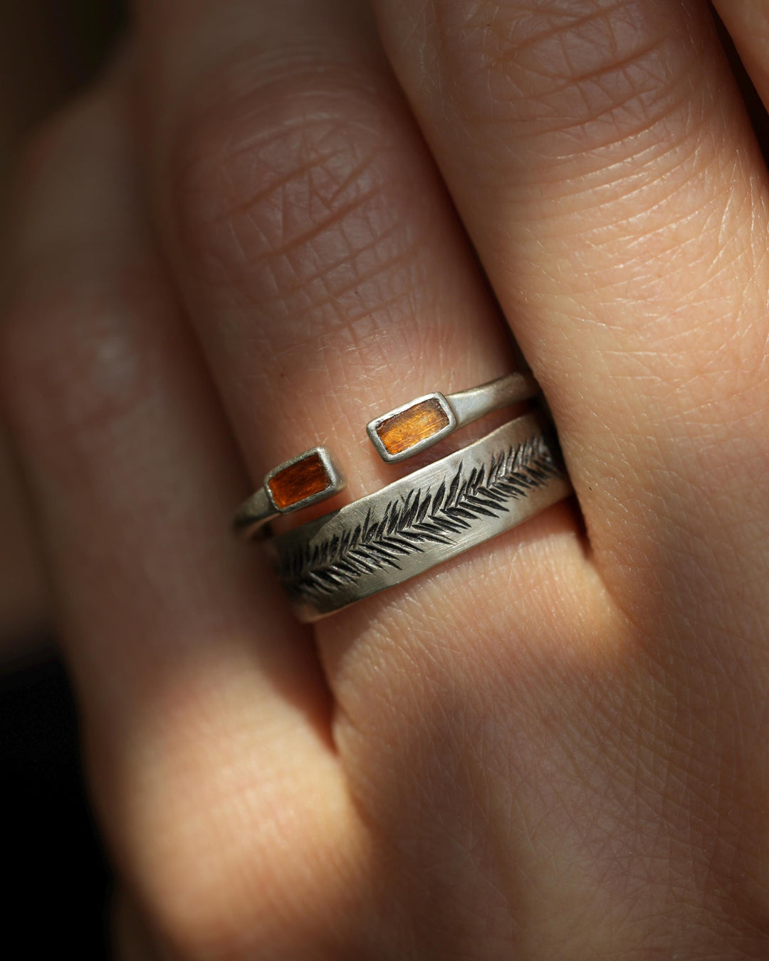 Adjustable Raw Orange Kyanite Ring